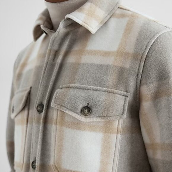 NWT - Express Men’s Plaid Knit Shirt Jacket, Oyster – Size XL - Picture 5 of 16